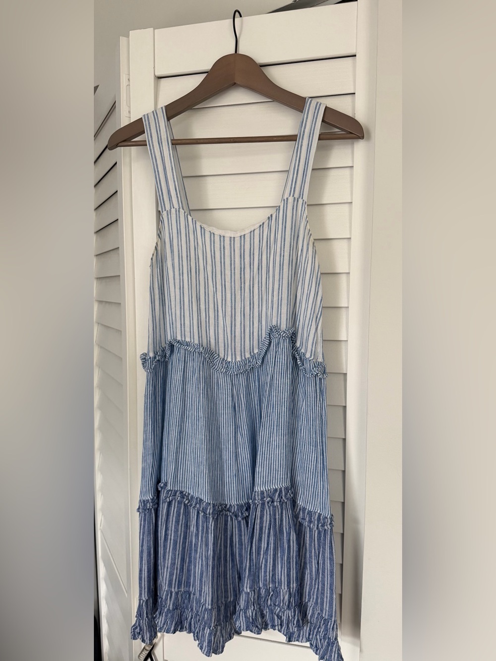 Rails Blue and White Tiered Striped Mini Dress